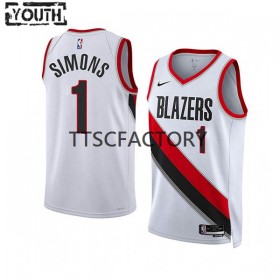 Dres Portland Trail Blazers Anfernee Simons 1 Nike 2022-23 Association Edition Bijela Swingman - Dječji